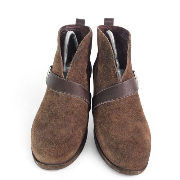 UGG Wright Belted Suede Heel Pull-on Ankle Booties Brown 1014184 Women's 9.5 - Picture 3 of 11